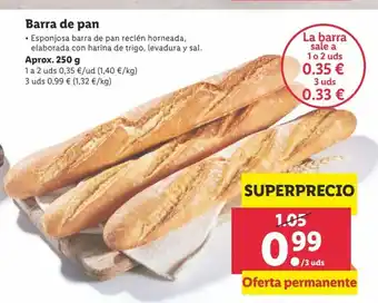 Lidl Barra de pan 250g oferta