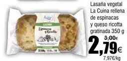 FROIZ LA CUINA Lasaña vegetal rellena de espinacas y queso ricotta gratinada oferta