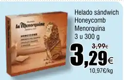 FROIZ Helado sándwich Honeycomb Menorquina 3 u oferta