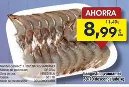 FROIZ Langostino vannamei 50-70 descongelado oferta