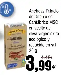 FROIZ Anchoas Palacio de Oriente del Cantábrico MSC en aceite de oliva virgen extra ecológico y reducido en sal oferta