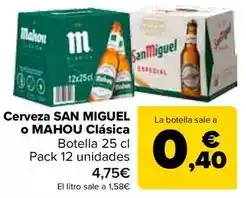 Carrefour San miguel o mahou - cerveza clasica oferta