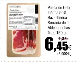 FROIZ Paleta de Cebo Ibérica 50% Raza ibérica Serranía de la Aldea lonchas finas oferta