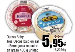 FROIZ Queso Baby Tres Oscos bajo en sal o Berenguela reducido en grasa oferta