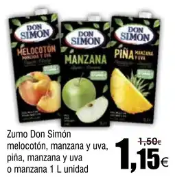 FROIZ DON SIMON Zumo melocotón, manzana y uva, piña, manzana y uva o manzana oferta
