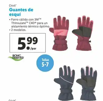 Lidl Crivit Guantes de esquí 2 modelos Tallas 5-7 oferta
