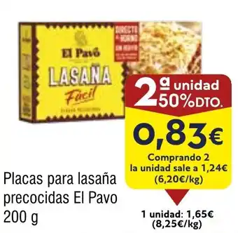 FROIZ EL PAVO Placas para lasaña precocidas oferta