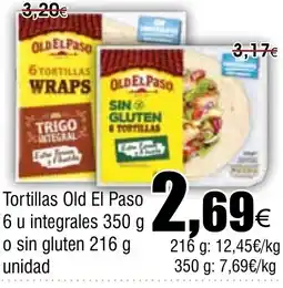 FROIZ OLD EL PASO Tortillas 6 u integrales o sin gluten oferta