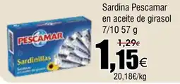 FROIZ PESCAMAR Sardina en aceite de girasol 7/10 oferta