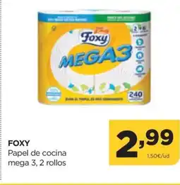 Alimerka FOXY Papel de cocina mega 3, 2 rollos oferta