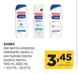 Alimerka SANEX Gel dermo protector, hidratante neutro o pro hydrate biome protect dermo oferta
