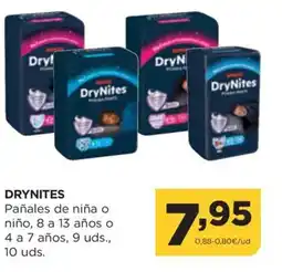 Alimerka DRYNITES Pañales de niña o niño, 8 a 13 años o 4 a 7 años, 9 uds., 10 uds. oferta
