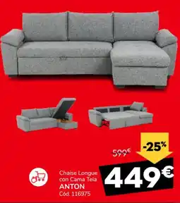 Conforama ANTON Chaise Longue con Cama Tela oferta