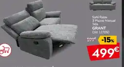 Conforama GRANT Sofá Relax 3 Plazas Manual Tela oferta