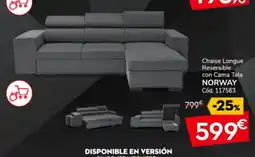 Conforama NORWAY Chaise Longue Reversible con Cama Tela oferta