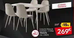 Conforama TRAVIS Conjunto Mesa de Comedor + 4 Sillas oferta
