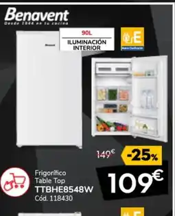 Conforama BENAVENT Frigorífico Table Top TTBHE8548W oferta