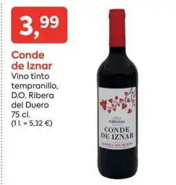 Suma Supermercados CONDE DE IZNAR Vino tinto tempranillo, D.O. Ribera del Duero oferta