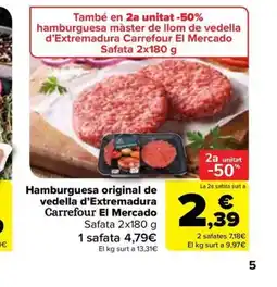 Carrefour Market CARREFOUR hamburguesa màster de llom de vedella d'Extremadura oferta