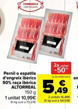Carrefour Market ALTORREAL Pernil o espatlla d'engreix ibèrics 50% raça ibèrica oferta