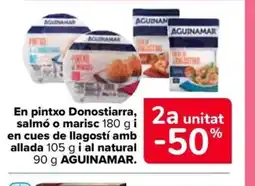 Carrefour Market AGUINAMAR En pintxo Donostiarra, salmó o marisc i en cues de llagostí amb allada i al natural oferta