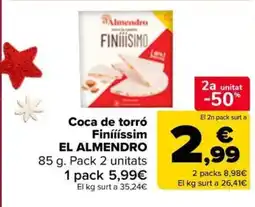 Carrefour Market EL ALMENDRO Coca de torró Finíííssim oferta