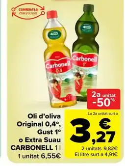 Carrefour Market CARBONELL Oli d'oliva Original 0,4°, Gust 1° o Extra Suau oferta