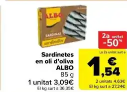 Carrefour Market ALBO Sardinetes en oli d'oliva oferta