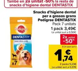 Carrefour Market DENTASTIX Snacks d'higiene dental per a gossos grans Pedigree oferta