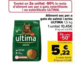 Carrefour Market ULTIMA Aliment sec per a gats de salmó i arròs oferta
