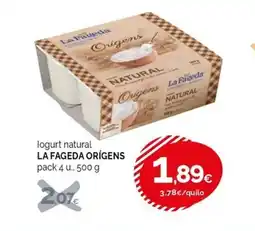 Condis LA FAGEDA ORÍGENS logurt natural oferta