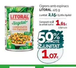 Condis LITORAL Cigrons amb espinacs oferta