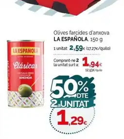 Condis LA ESPAÑOLA Olives farcides d'anxova oferta