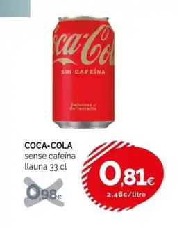 Condis COCA-COLA sense cafeïna llauna oferta