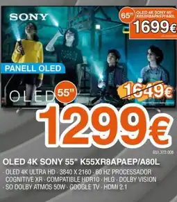 Expert SONY Oled 4k 55" k55xr8apaep/a80l oferta