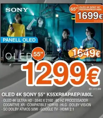 Expert SONY Oled 4k 55" k55xr8apaep/a80l oferta