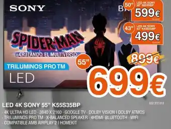 Expert SONY Led 4k 55" k55s35bp oferta