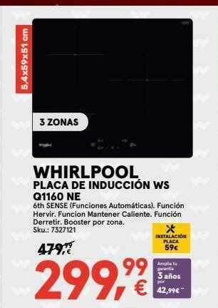 Worten Whirlpool Placa De Inducción Ws Q1160 Ne oferta