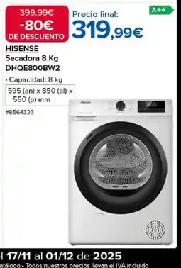 Costco HISENSE Secadora DHQE800BW2 oferta