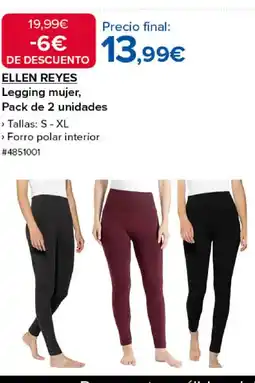 Costco ELLEN REYES Legging mujer, Pack de 2 unidades oferta