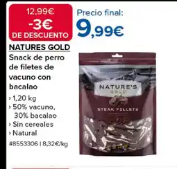 Costco NATURES GOLD Snack de perro de filetes de vacuno con bacalao oferta