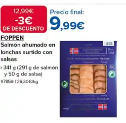 Costco FOPPEN Salmón ahumado en lonchas surtido con salsas oferta