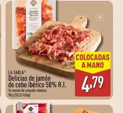 ALDI LA TABLA Delicias de jamón de cebo ibérico 50% R.I. oferta