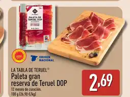 ALDI LA TABLA DE TERUEL Paleta gran reserva de Teruel DOP oferta