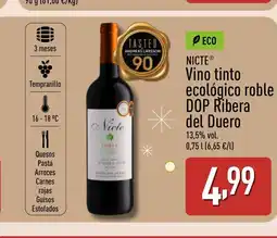 ALDI NICTE Vino tinto ecológico roble DOP Ribera del Duero oferta