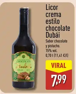 ALDI Licor crema estilo chocolate Dubái oferta
