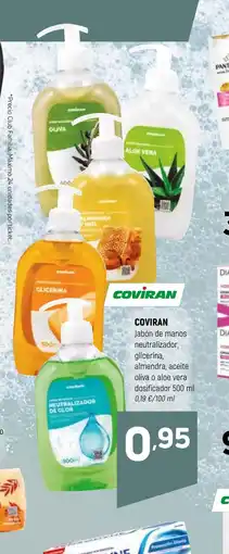 Coviran COVIRAN Jabón de manos neutralizador, glicerina, almendra, aceite oliva o aloe vera dosificador oferta