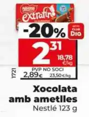 Dia Nestlé - chocolate con almendras 123 g oferta