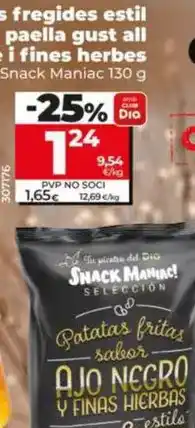 Dia Dia snack maniac - patatas fritas estilo sartén sabor ajo negro y finas hierbas 130 g oferta