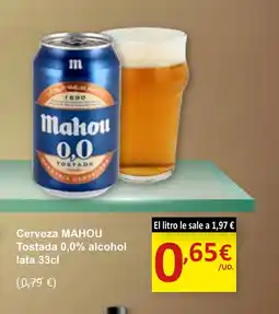 SPAR MAHOU Cerveza Tostada 0,0% alcohol lata oferta